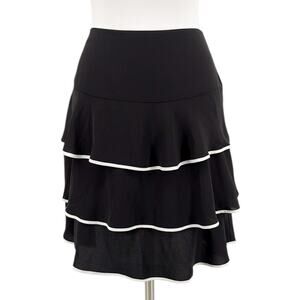 White House Black Market Womens Black Ecru Tiered Flirty Skirt Size 8 New